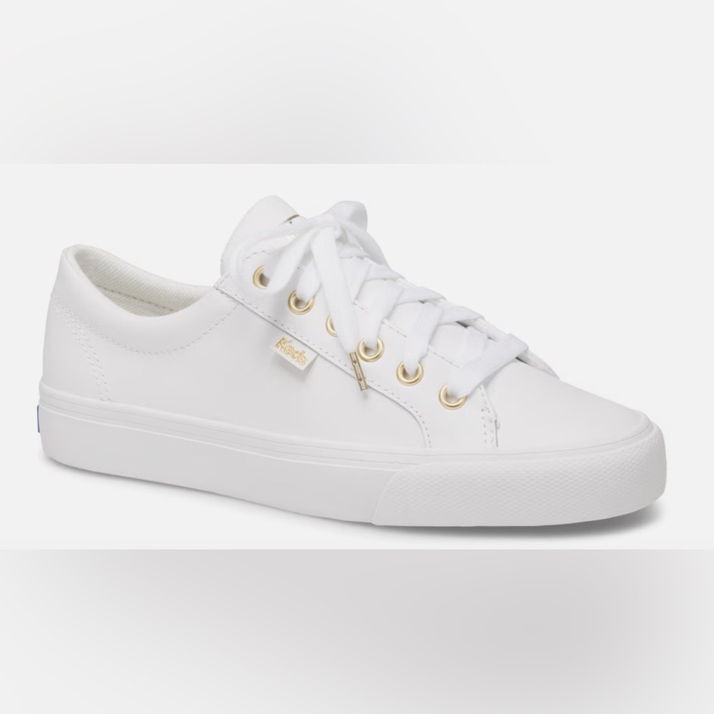 Keds White Jump Kick Leather Lace Up Women’s Sneakers Size 8 LIKE NEW!